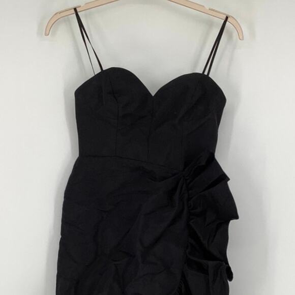 Carolina Herrera Size 2 Black Sweetheart Silk Ruffle Cocktail Dress Italy G1-1 - Picture 5 of 9